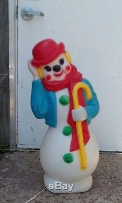 Vintage 30 Snowman Cane Blowmold Light Outdoor Plastic Xmas Yard