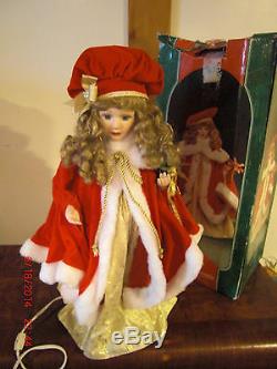 1 1994 Santa's Best Animated Christmas Porcelain Doll / Red Dress Kayla