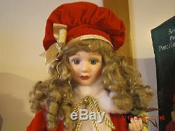 1 1994 Santa's Best Animated Christmas Porcelain Doll / Red Dress Kayla