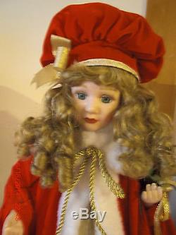 1 1994 Santa's Best Animated Christmas Porcelain Doll / Red Dress Kayla