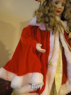 1 1994 Santa's Best Animated Christmas Porcelain Doll / Red Dress Kayla