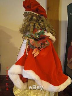 1 1994 Santa's Best Animated Christmas Porcelain Doll / Red Dress Kayla