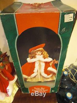 1 1994 Santa's Best Animated Christmas Porcelain Doll / Red Dress Kayla