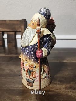 10 Hand Carved Russian Santa Claus Unique Hand Painted Wood