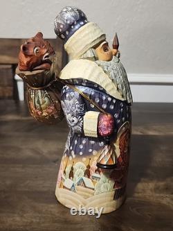 10 Hand Carved Russian Santa Claus Unique Hand Painted Wood