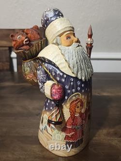 10 Hand Carved Russian Santa Claus Unique Hand Painted Wood