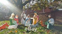 10 Pcs. Blowmold Nativity Set Light Up Outdoor Plastic Xmas Yard Lawn Holiday