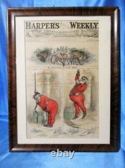 11497 1885 Thomas Nast Santa Claus Harper's Weekly Christmas Colored Litho