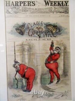 11497 1885 Thomas Nast Santa Claus Harper's Weekly Christmas Colored Litho