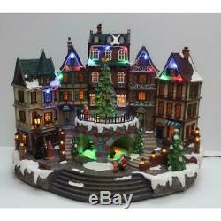 12.5 in Animated Holiday Downtown Christmas Village House with Light Music Decor