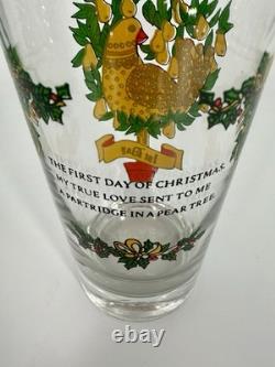 12 Days of Christmas Glasses Complete Set of 12 Vintage Holiday Glasses
