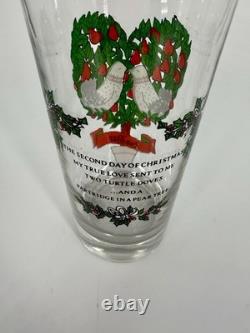 12 Days of Christmas Glasses Complete Set of 12 Vintage Holiday Glasses