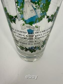 12 Days of Christmas Glasses Complete Set of 12 Vintage Holiday Glasses