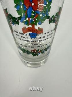 12 Days of Christmas Glasses Complete Set of 12 Vintage Holiday Glasses