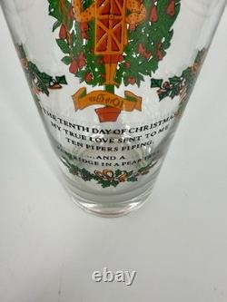 12 Days of Christmas Glasses Complete Set of 12 Vintage Holiday Glasses