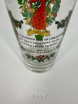 12 Days of Christmas Glasses Complete Set of 12 Vintage Holiday Glasses