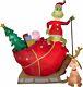 12'ft Christmas Grinch With Max On Santa Sleigh Airblown Inflatable Yard Decor