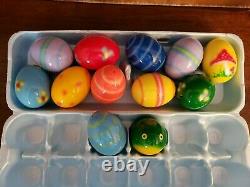 12 Vtg Hand Decorated Painted Empty Real Chicken Easter Eggs Frog Mushroom Art