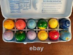 12 Vtg Hand Decorated Painted Empty Real Chicken Easter Eggs Frog Mushroom Art