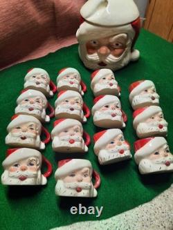 14 Santa Hot Chocolate Mugs and Santa Cookie Jar Free Shipping USA