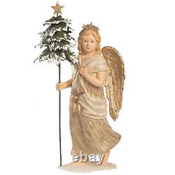 15 Bethany Lowe Golden Angel Of Hope with Tree Retro Vntg Christmas Figure Decor