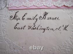 1840 Elaborate Antique Valentine Card with Real Silk & Gorgeous Paper Lace