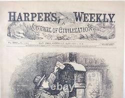 1871, 1879 Thomas Nast Christmas, Two Harper's Weekly Cover Page, Rare Antique