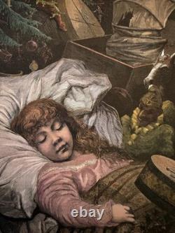 1871 Jules Tavernier The Christmas Dream Harper's Weekly Hand Colored