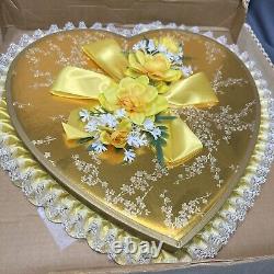 18Vintage Valentine Heart Candy Chocolates Flowers Empty Box 1960'S Yellow