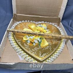 18Vintage Valentine Heart Candy Chocolates Flowers Empty Box 1960'S Yellow