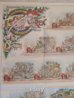 1916 Rex Mardi Gras Carnival Bulletin Visions from the Poets Huge Color Lith