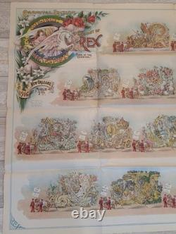 1916 Rex Mardi Gras Carnival Bulletin Visions from the Poets Huge Color Lith