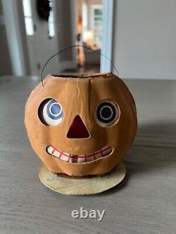 1920's Antique Vintage German Halloween Jack-o-Lantern Paper Mache Pumpkin