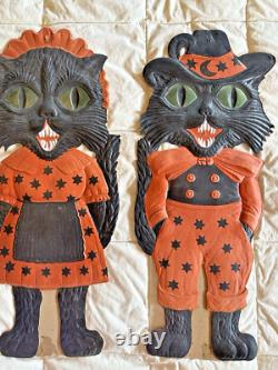 1920s Astrological Magic Cats Die Cut Heavily Embossed Halloween Couple 1920s Astrological Magic Cats Die Cut Heavily Embossed Halloween Couple