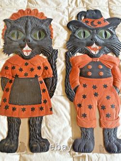 1920s Astrological Magic Cats Die Cut Heavily Embossed Halloween Couple 1920s Astrological Magic Cats Die Cut Heavily Embossed Halloween Couple