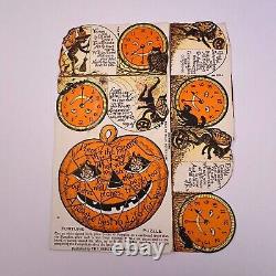 1923 Beistle Halloween Party Page/Fortune Puzzle, Invites(owl, bat, cat, rat)