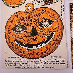 1923 Beistle Halloween Party Page/Fortune Puzzle, Invites(owl, bat, cat, rat)