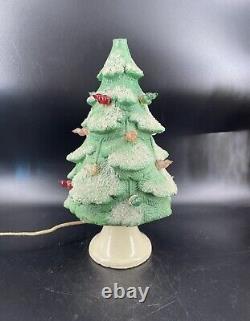 1930's Glolite PAPER MACHE LIGHTED Vintage CHRISTMAS TREE Chalkware (READ)