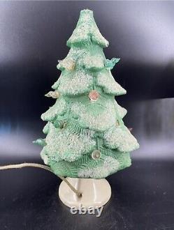 1930's Glolite PAPER MACHE LIGHTED Vintage CHRISTMAS TREE Chalkware (READ)