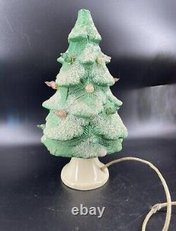 1930's Glolite PAPER MACHE LIGHTED Vintage CHRISTMAS TREE Chalkware (READ)