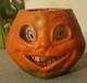 1930's Paper Mache Pulp Halloween Jack Lantern Pumpkin Paper Face Estate Vintage