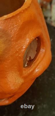 1930's Paper Mache Pulp Halloween Jack Lantern Pumpkin Paper Face ESTATE VINTAGE