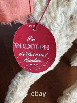 1939 RARE RLM Vintage Ward Rudolph Reindeer Plush Green Rubber Antlers Pristine 1939 RARE RLM Vintage Ward Rudolph Reindeer Plush Green Rubber Antlers Pristine