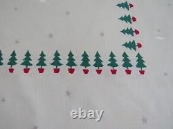 1950 Large Mid Century Modern Christmas Tablecloth by Startex Retro Flying Santa