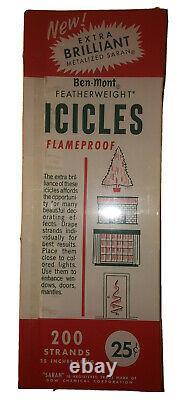 1950's New Ben-Mont Featherweight Icicles 200 Strands 25 Long Flameproof