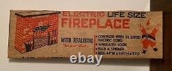 1960's Christmas Toymaster Electric Life Size Cardboard Fireplace Mib Sealed