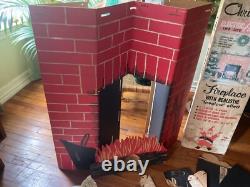 1960's Christmas Toymaster Electric Lighted Life Size Cardboard Fireplace