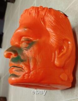 1964 Frankenstein Glenn Strange Clintoy Blow Mold Halloween Candy Bucket Vintage