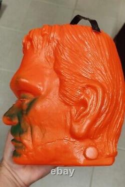 1964 Frankenstein Glenn Strange Clintoy Blow Mold Halloween Candy Bucket Vintage