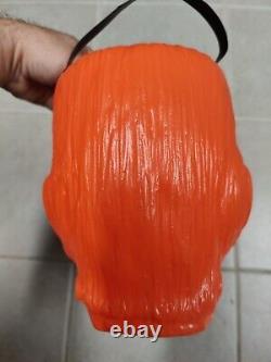 1964 Frankenstein Glenn Strange Clintoy Blow Mold Halloween Candy Bucket Vintage